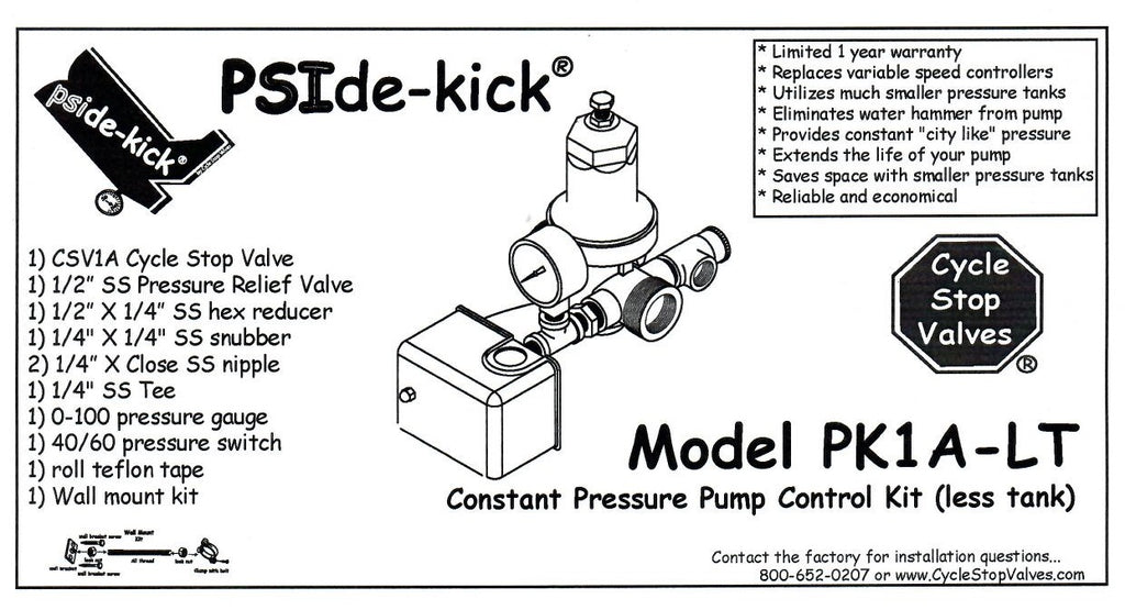 PK1A-LT Constant Pressure Kit less pressure tank